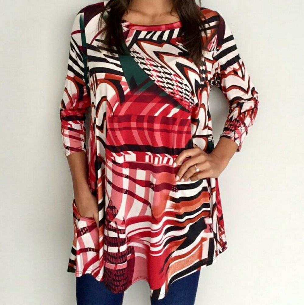 Extra Large Graphic Print Top